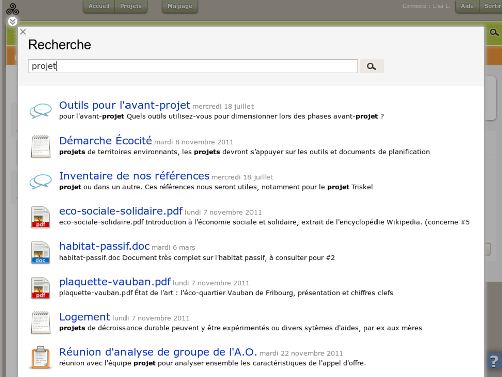 La nouvelle interface de recherche s’ouvre également dans une popup, afin de ne pas quitter la page courante.